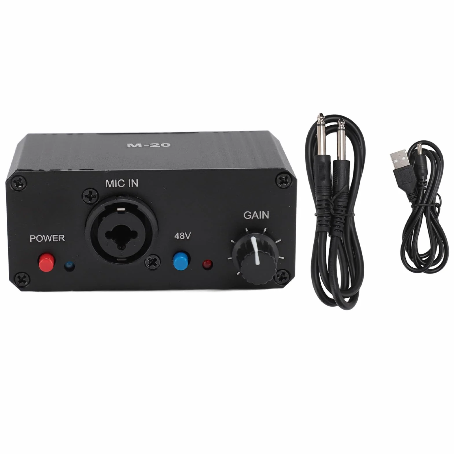 Preamplificatore Microfonico, Alimentazione 48 V Ad Alto Guadagno, Uscita XLR da 27 DB, Guadagno di Ingresso a Terminazione Singola da 6,5 ​​mm 22 DB, per Amplificatore