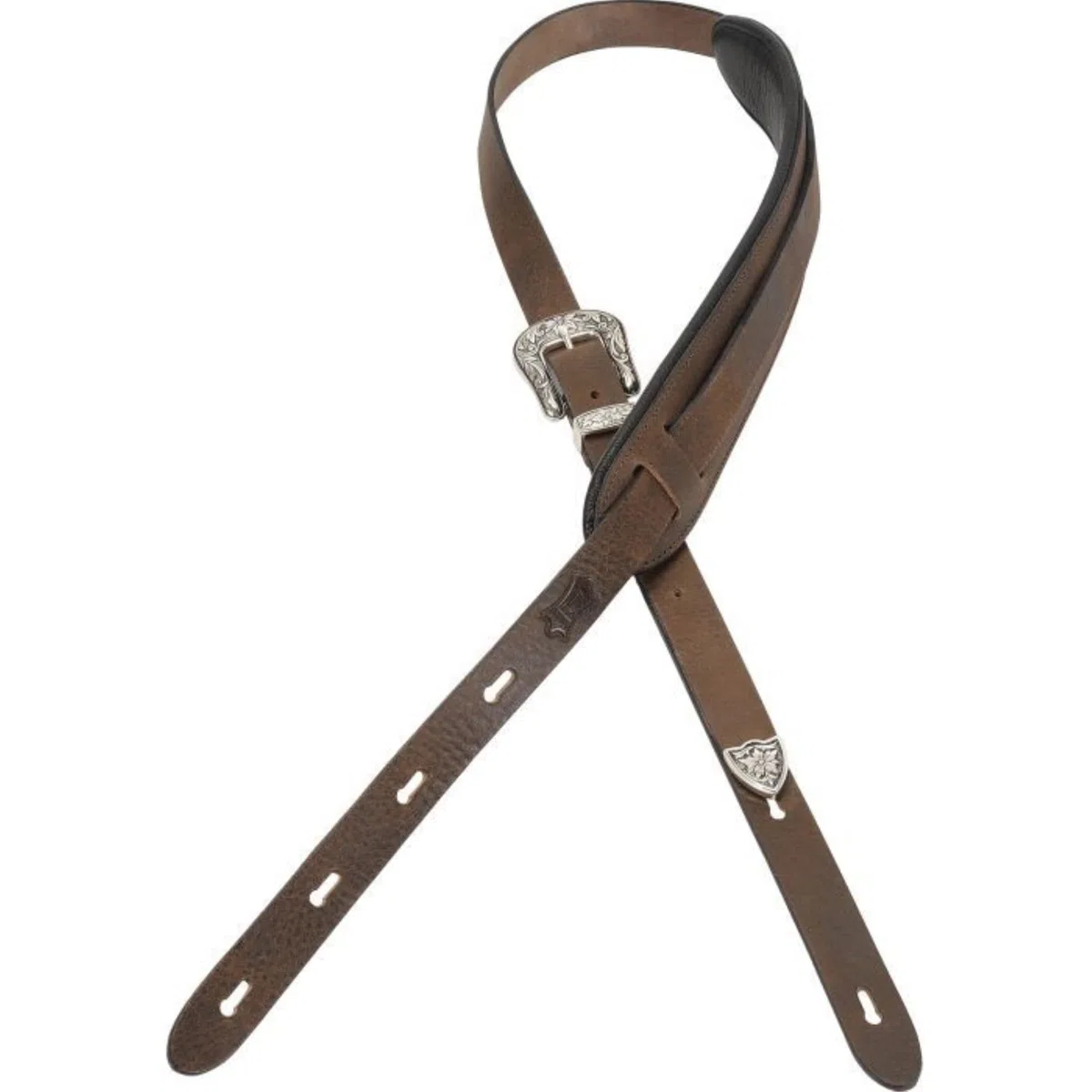 Levy's PM23W-DDB Tracolla in Pelle Conciata al Vegetale Dark Brown 1", Larghezza di 1" (2.54 cm), Lunghezza Regolabile da 37" (93.98 cm) a 58" (147.32 cm), Colore Dark Brown