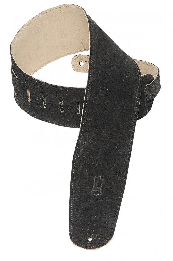 Levy's, MS4-BLK, Tracolla per Chitarra e Basso, in Pelle Scamosciata, Larghezza di 31/2" (8.89 cm), Lunghezza regolabile fino a 52" (132 cm), Colore Nero