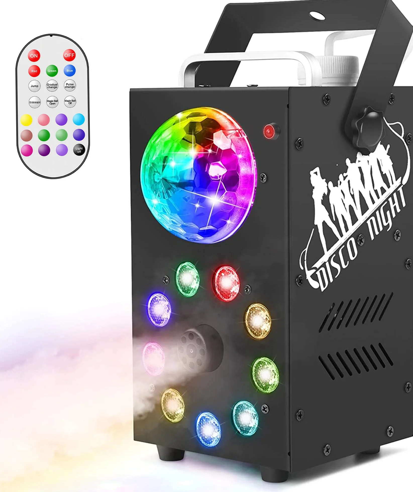 Macchina del Fumo, Macchina Fumo 700W con Palla da Discoteca a LED, Macchina del Fumo con Telecomando per Decorazioni, Halloween, Natale, Feste e Spettacoli Teatrali